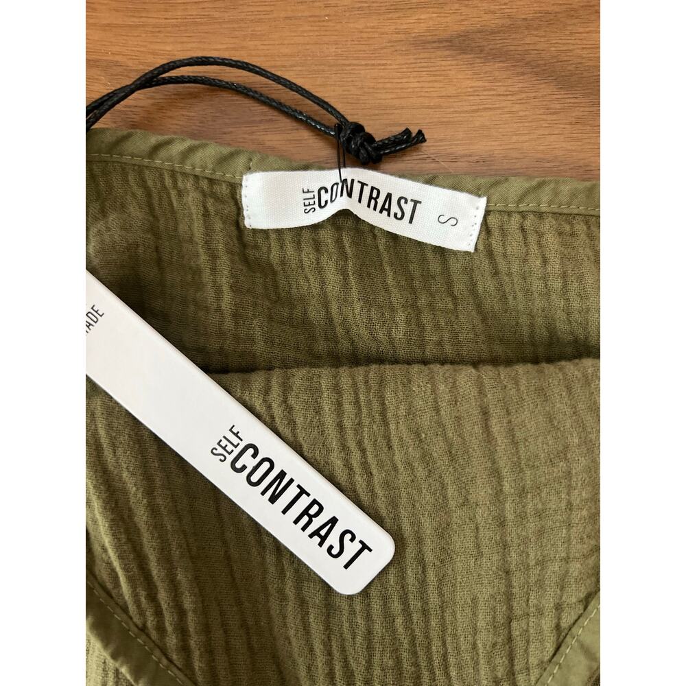 Self Contrast Olive Gauze Midi Slip Dress Cotton NWT Small - Picture 5 of 8